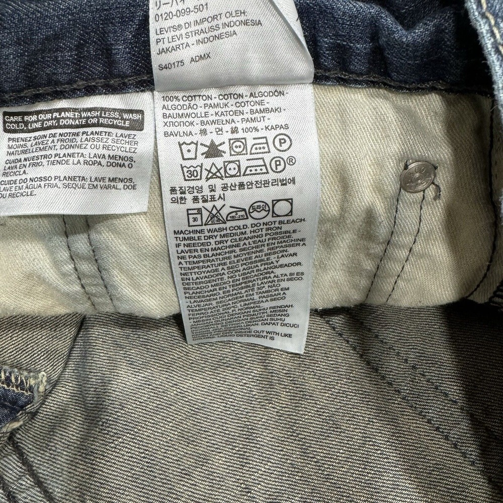 Levis Jeans Mens 38x32 Blue 514 Straight Fit Dark Wash Denim Pockets Logo Work‎ - Picture 8 of 13